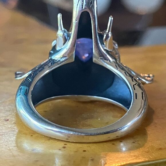 Natural Tanzanite Sterling Silver Cocktail Ring Size 7 - Picture 5 of 9